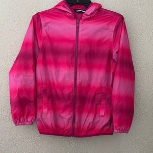 Girls Lands End Waterproof Windbreaker Zip Rain Jacket Pink Size M(10-12) Spring